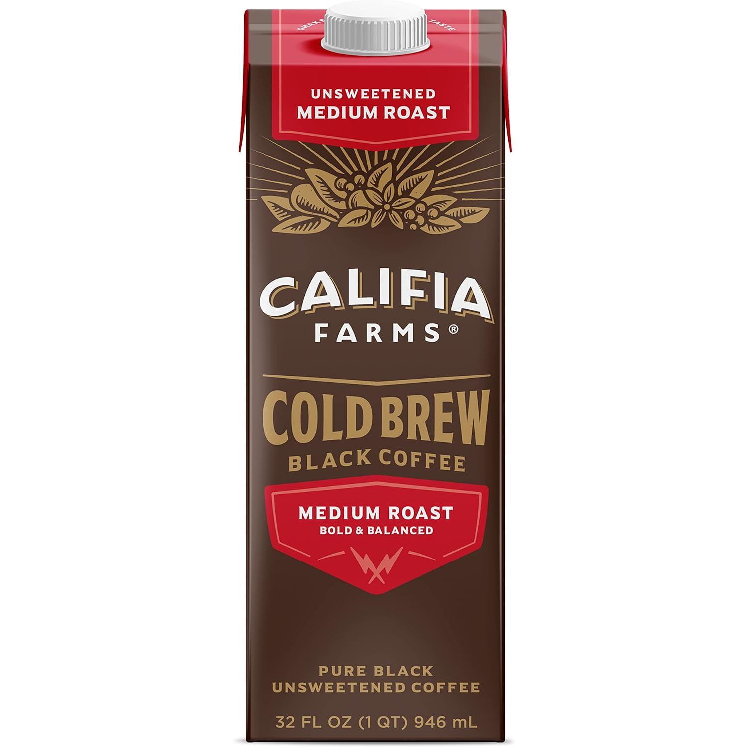 Califia Farms -Unsweetened Cold Brew Coffee | 32 Oz | Dairy Free | Gluten Free |
