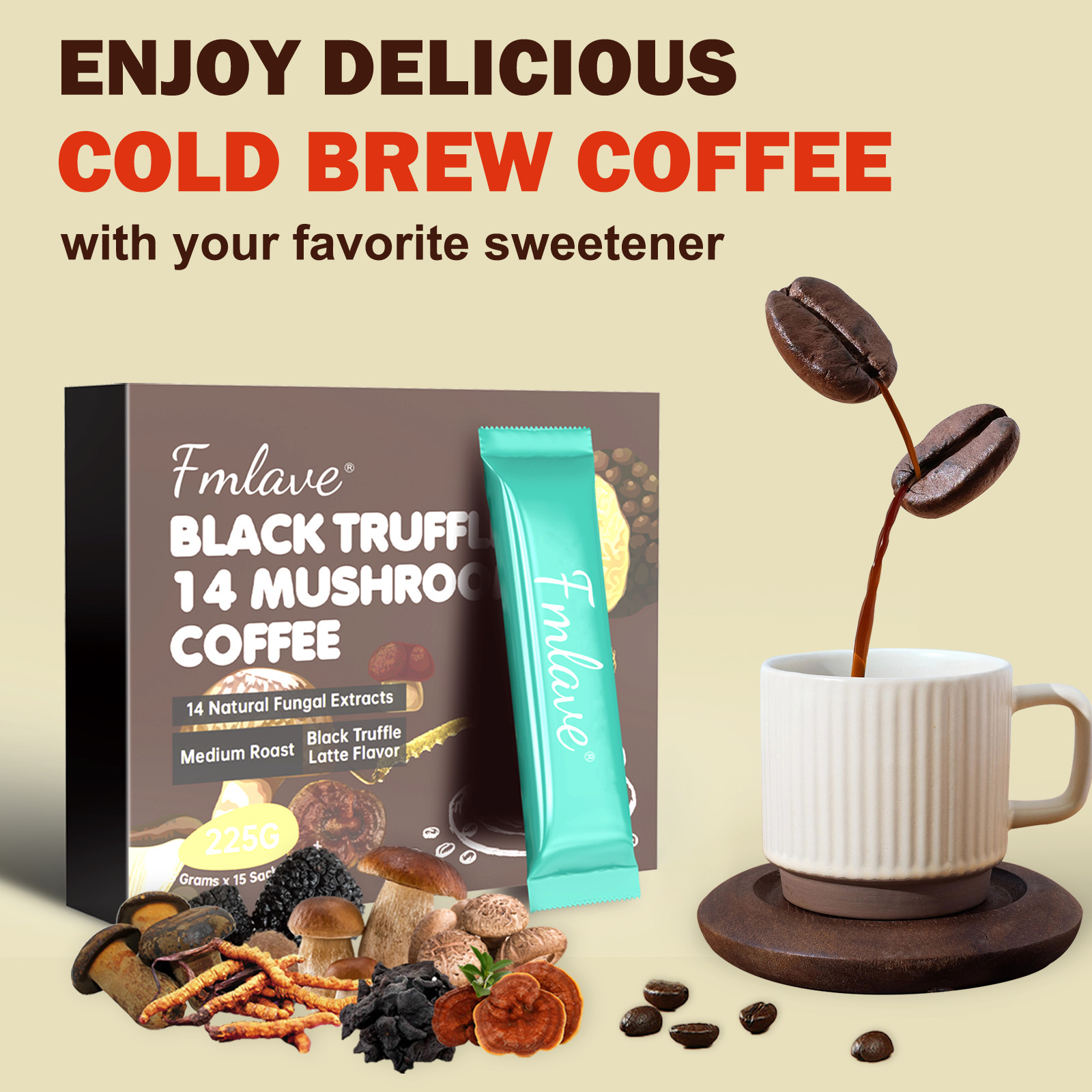 14-in-1 Organic Mushroom Coffee – Instant Coffee for Better Energy, Brain Boost