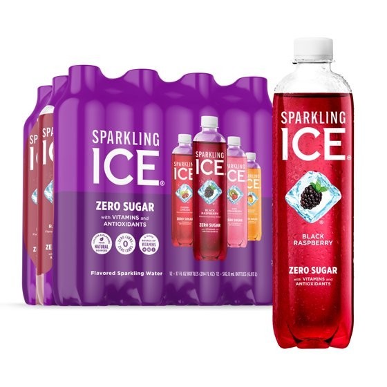 Sparkling Ice Purple Variety Pack, Flavored Sparkling Water, 17 fl oz, 12 count.