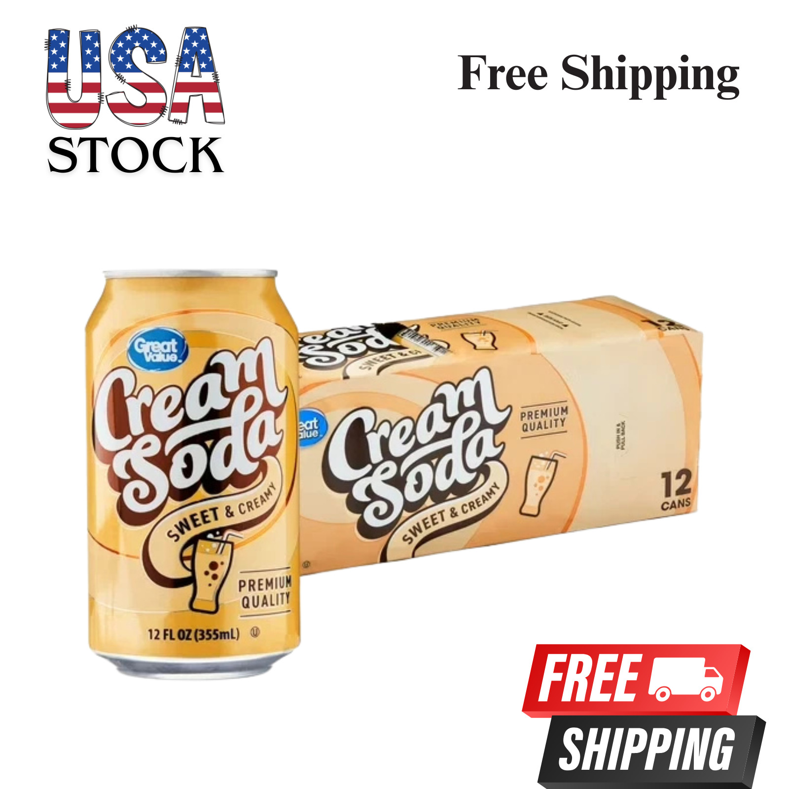 Great Value Cream Soda Pop, 12 fl oz, 12 Pack Cans******
