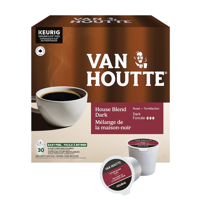 Van Houtte House Blend Dark, Dark Roast, K-Cup Coffee Pods, 30 Count