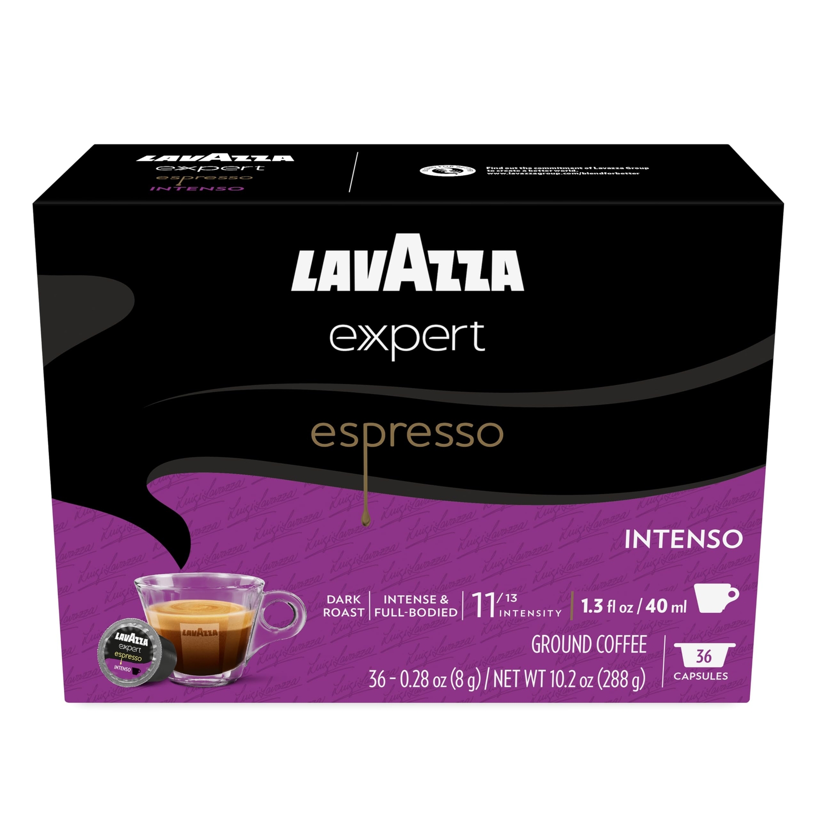 Lavazza Espresso Intenso Capsules Dark Roast Arabica Robusta 36 Count