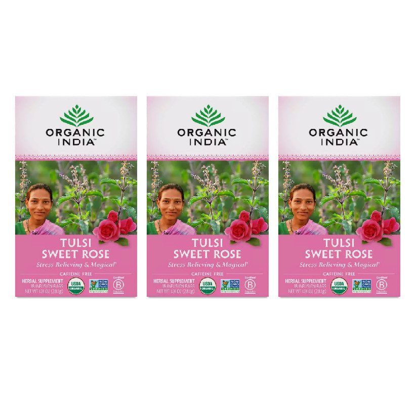 Organic India Tulsi Sweet Rose Tea 18 count (pack of 3)