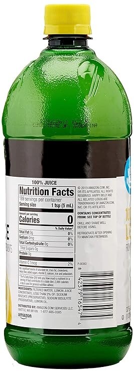 Happy Belly 100% Lemon Juice, 32 fl oz Bottle