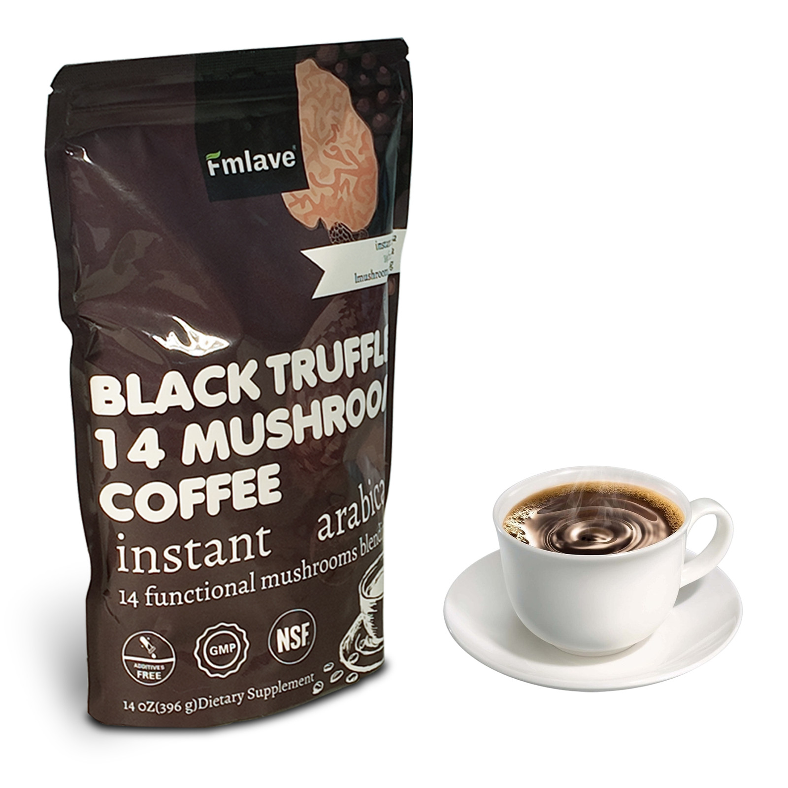 Organic Mushroom Coffee Instant Coffee, 14 Mushroom Extract Energy & Brain Boost