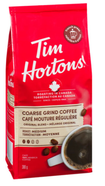 Tim Hortons Ground Coffee Coarse Grind Original 300g (2 Pack)