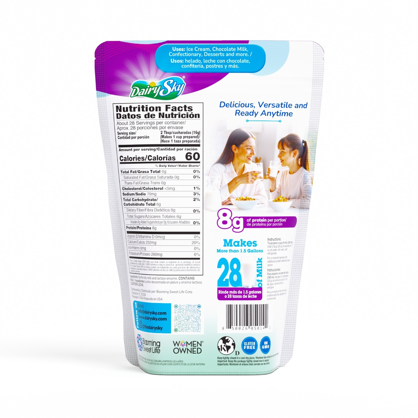 DairySky Lactose free nonfat dry milk powder Gluten Free Non GMO Powdered Milk 1