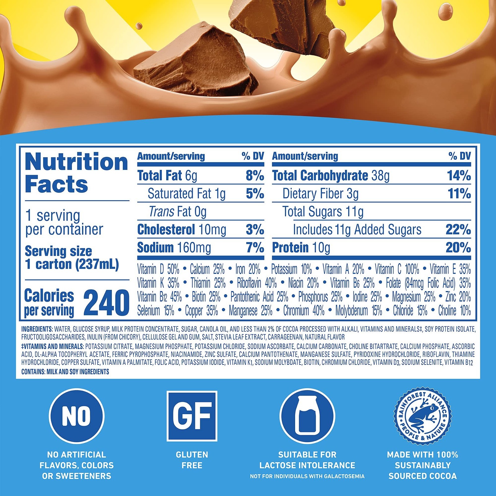 Carnation Breakfast Essentials Ready to Drink with Fiber Rich Milk Chocolate,…