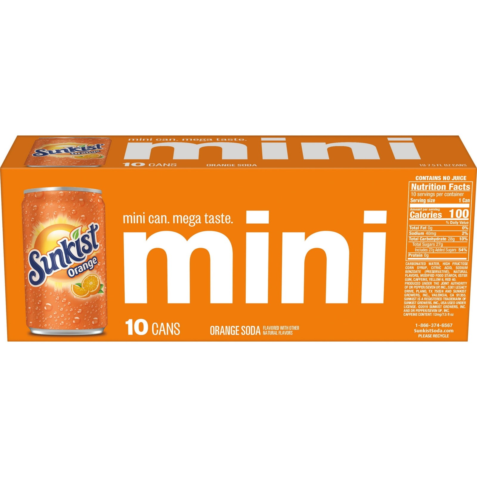 🍊 Sunkist Orange Soda Pop – 7.5 fl oz Mini Cans (10 Pack) | FREE SHIPPING
