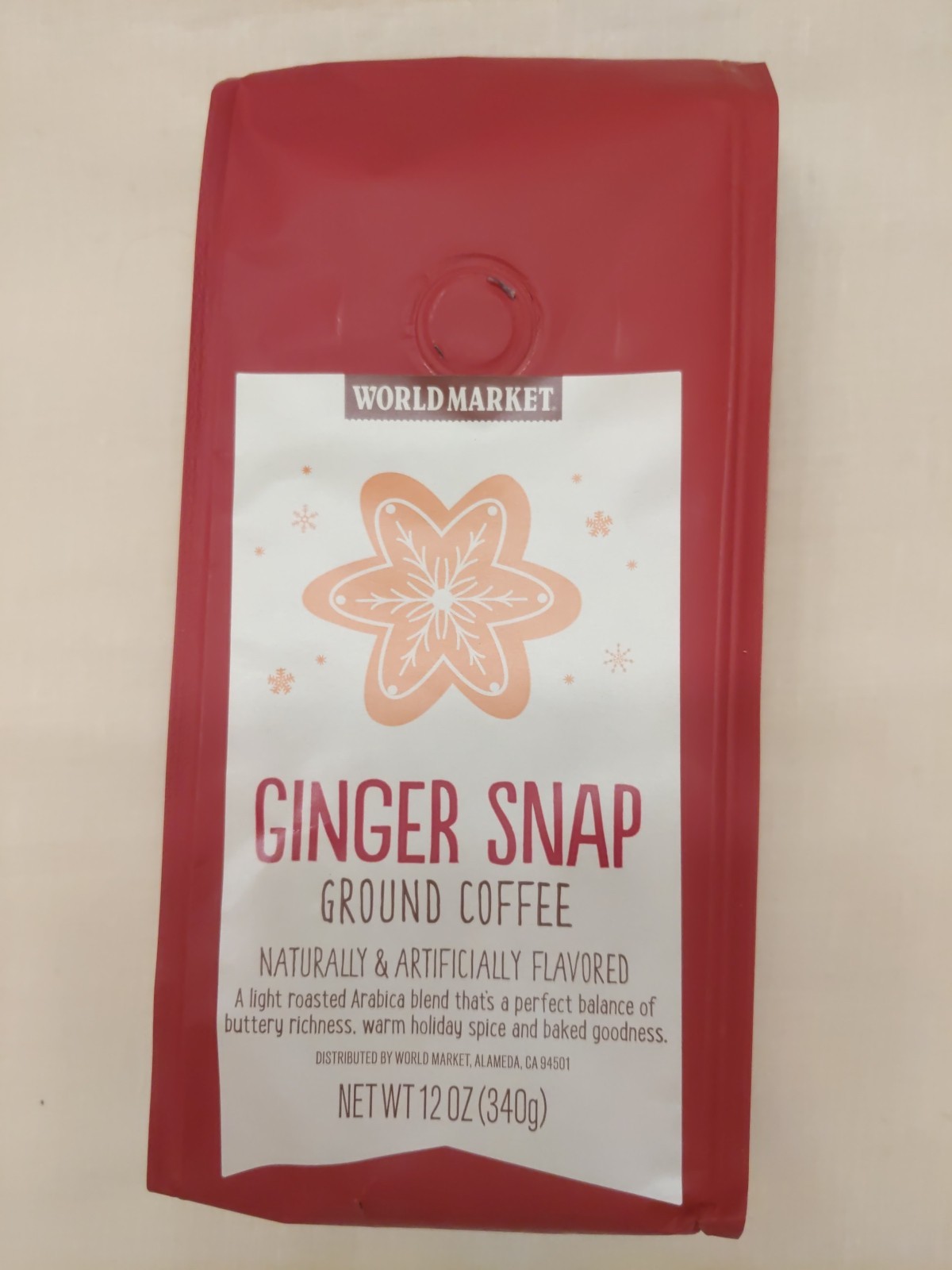 NEW SEALED World Market Ginger Snap Ground Coffee 12 oz BB Date 6/2026 Seasonal