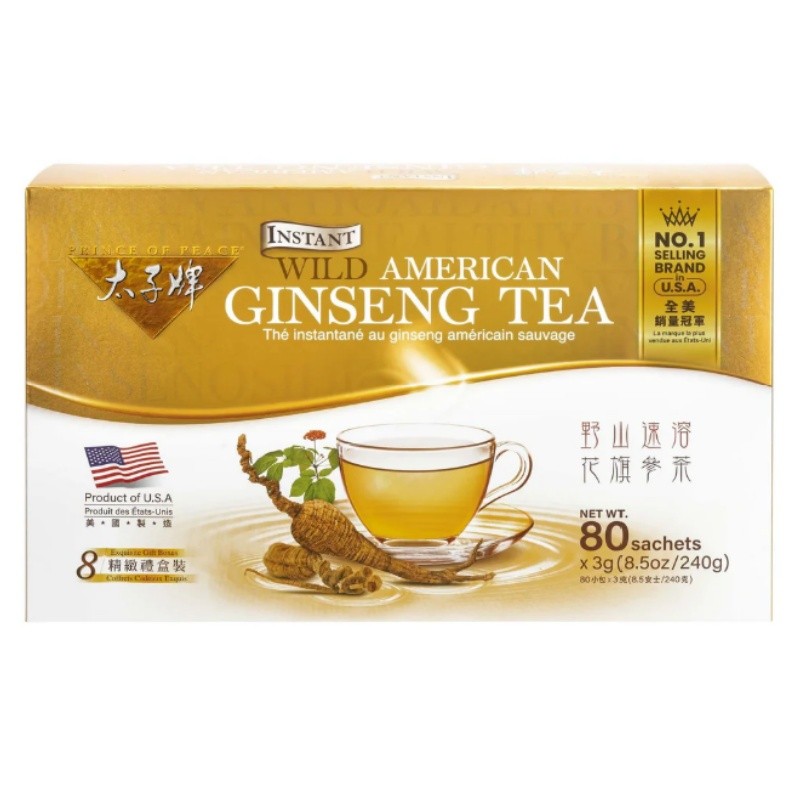 Wild American Ginseng Instant Tea, 80 sachets-Prince of Peace