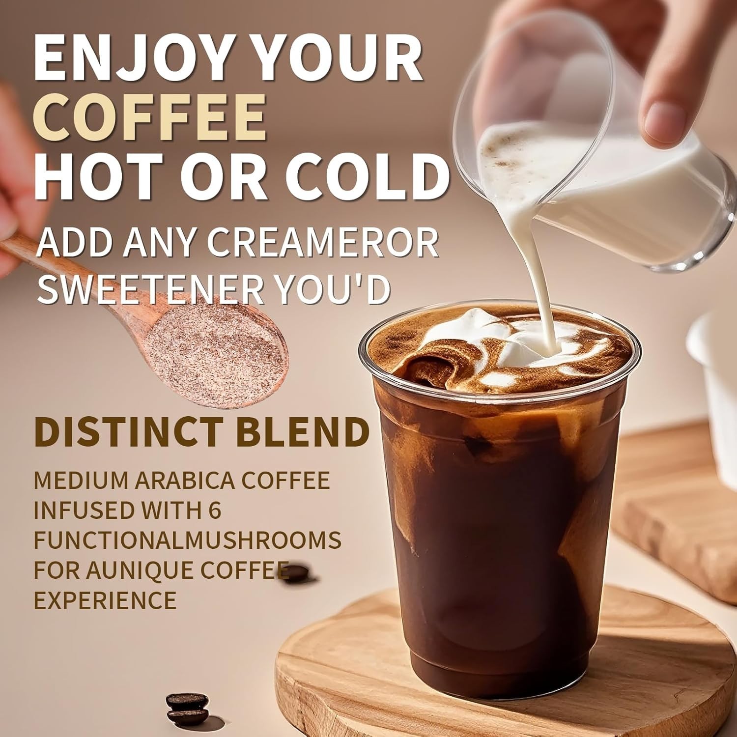“Instant Organic Mushroom Coffee, 6.35oz (60 Servings) 6 in 1 Medium Roast Cof..
