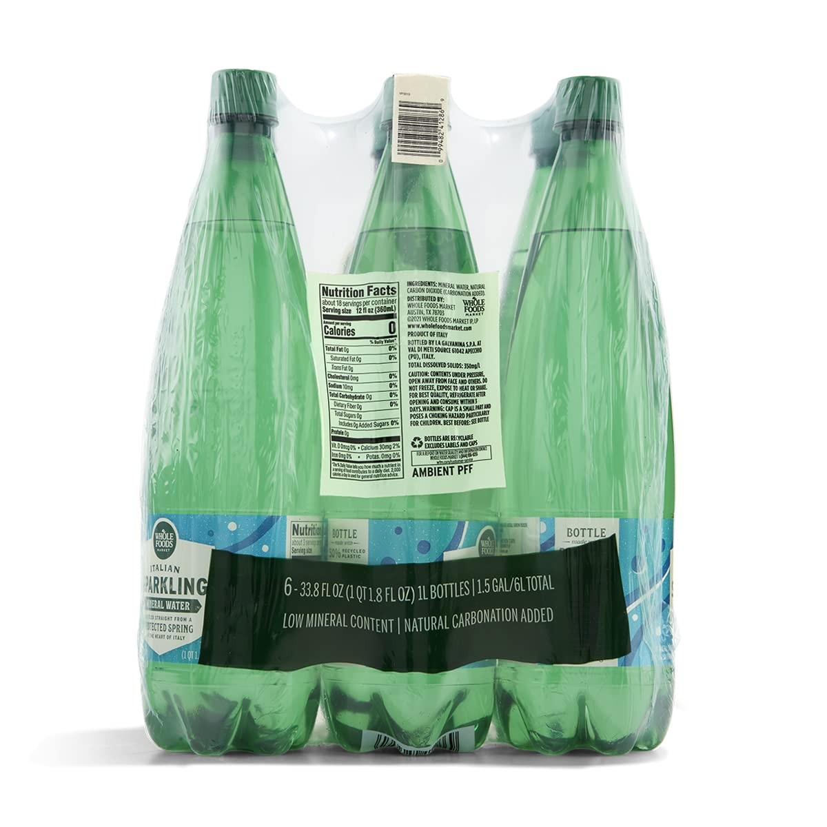 Whole Foods Market, Italian Sparkling Mineral Water 6 33.8 Fl Oz (Pack of 6)