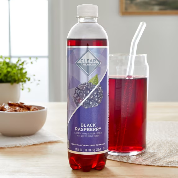 Clear American Black Raspberry Sparkling Water, 17 fl oz Bottle(2 Pack)