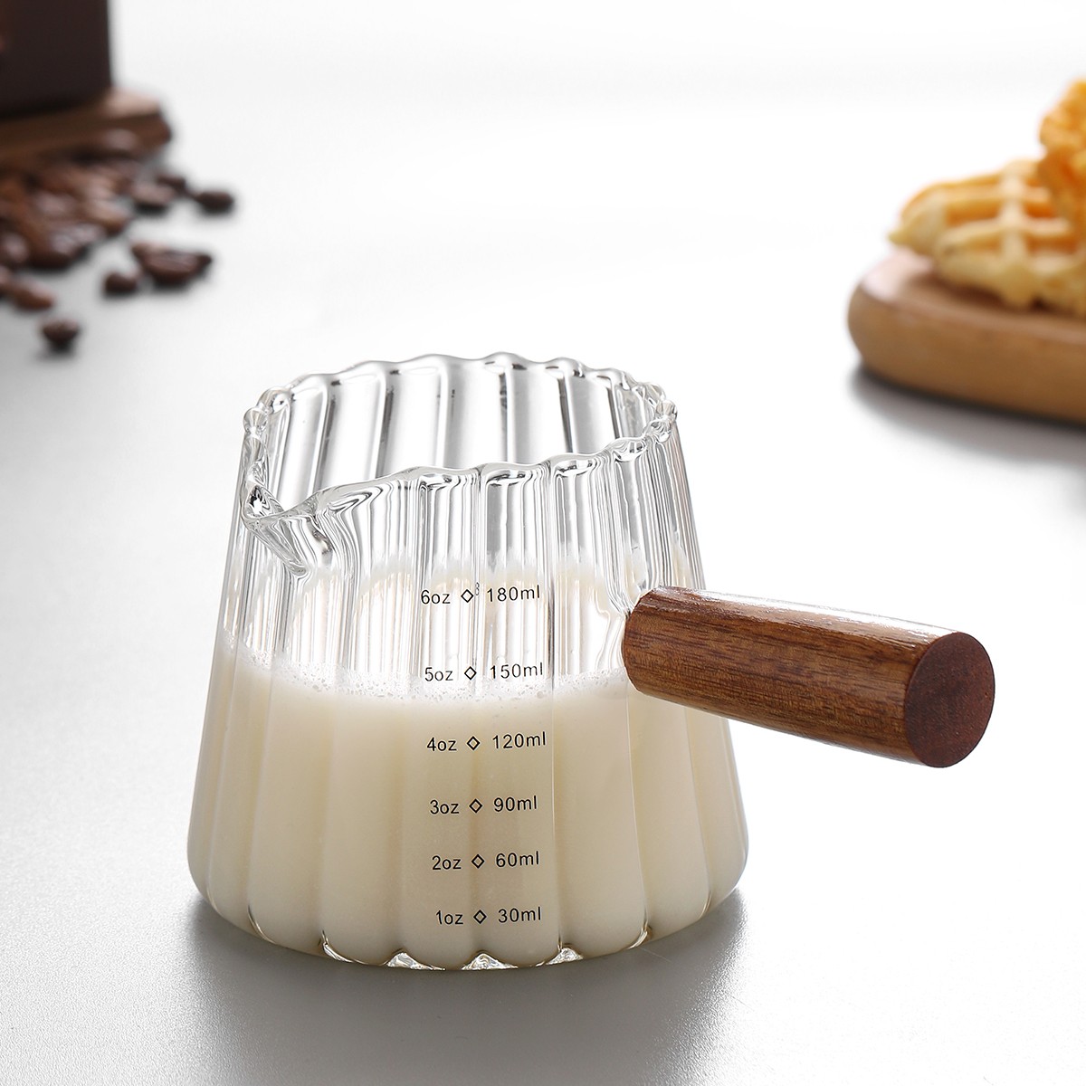 1 Pcs 180ml Mini Coffee Cup, Glass Milk Cup, Italian Coffee Cup With Wooden Hand