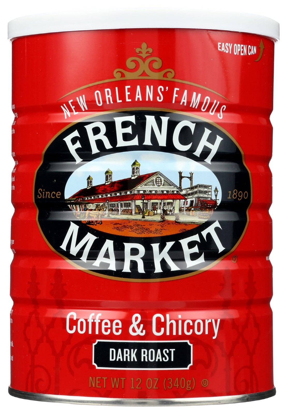 French Market Coffee & Chicory Dark Roast Ground Coffee, 12 Ounce (Pack of 1)