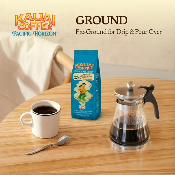 Kauai Coffee Coconut Caramel Crunch Medium Roast Arabica Ground Coffee bag 10 oz