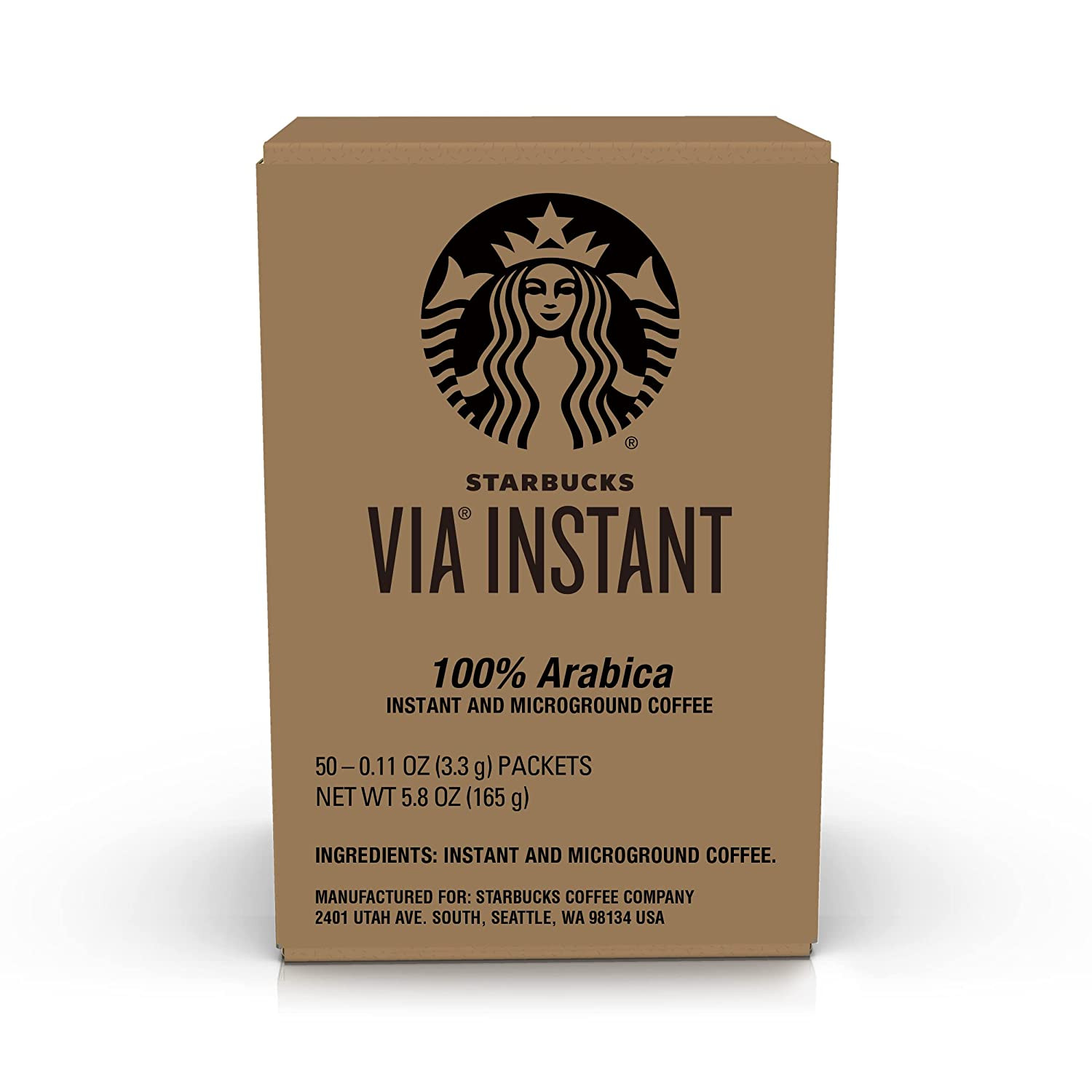 Starbucks via Instant Coffee Dark Roast Packets French 100% Arabica 50 Packets
