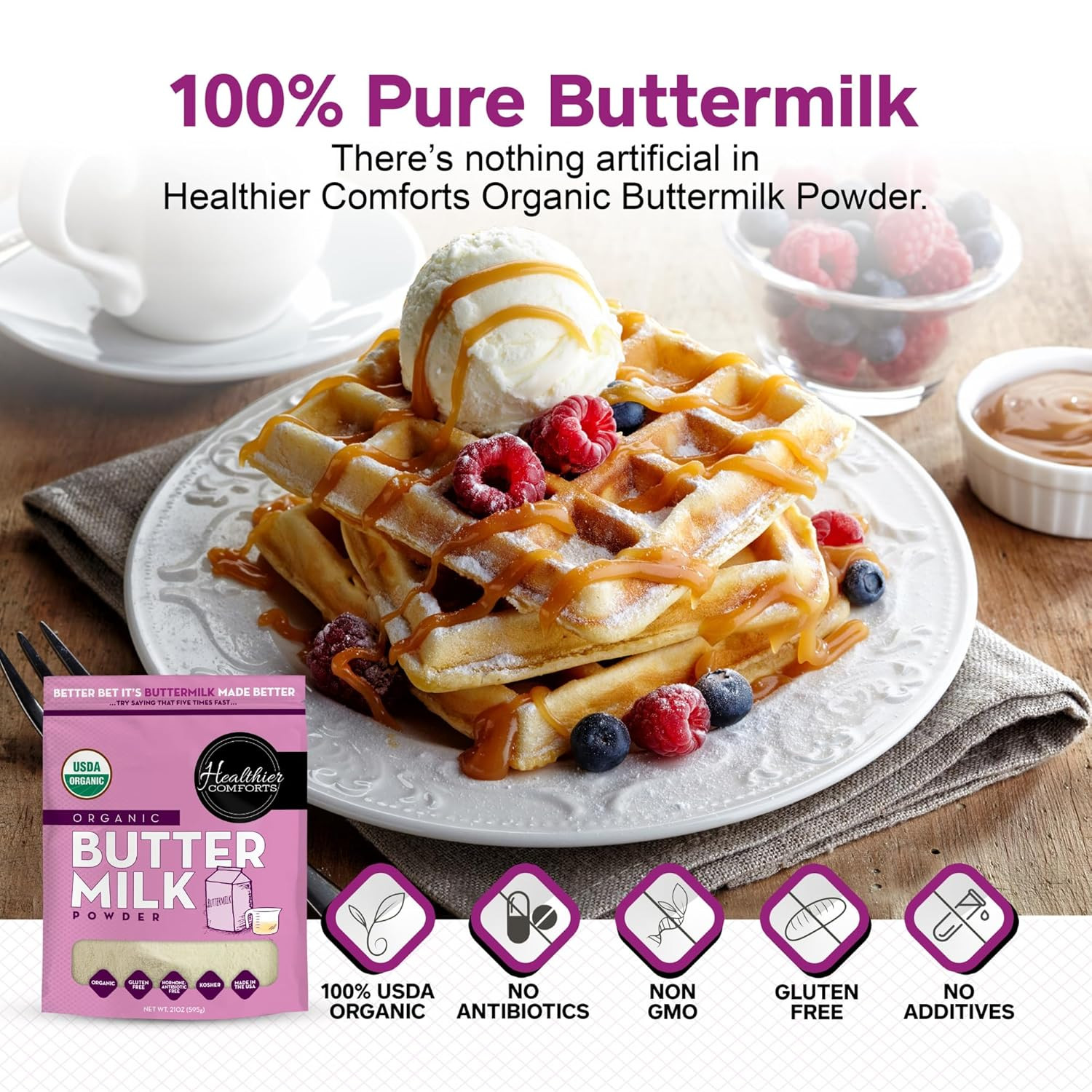 Organic Buttermilk Powder | USDA Certified, Kosher, Gluten Free, Non-Gmo | Ba…