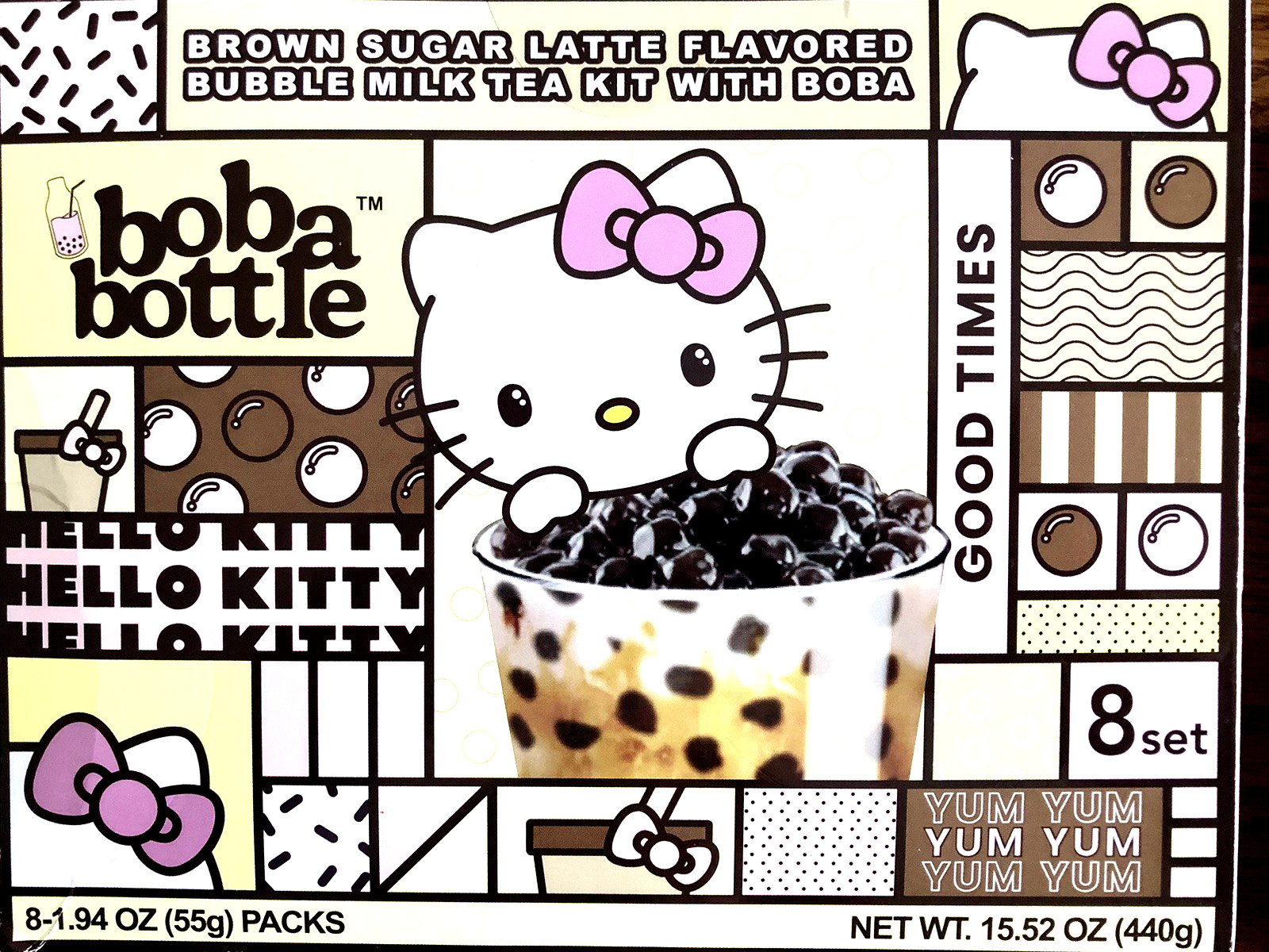2 HELLO KITTY boba bottle BROWN SUGAR LATTE FLAVOR BUBBLE MILK TEA KIT 10/2025