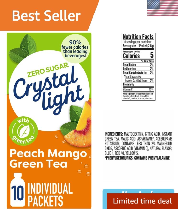 Convenient On-the-Go Peach Mango Green Tea Drink Packets – Gluten Free & Kosher