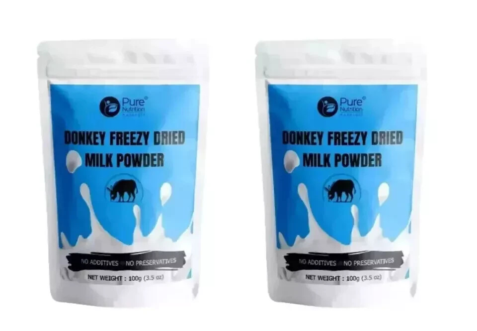Pack of 2 – 100% NATURAL DONKEY FREEZE DRIED MILK POWDER 100GM (3.5 Oz)