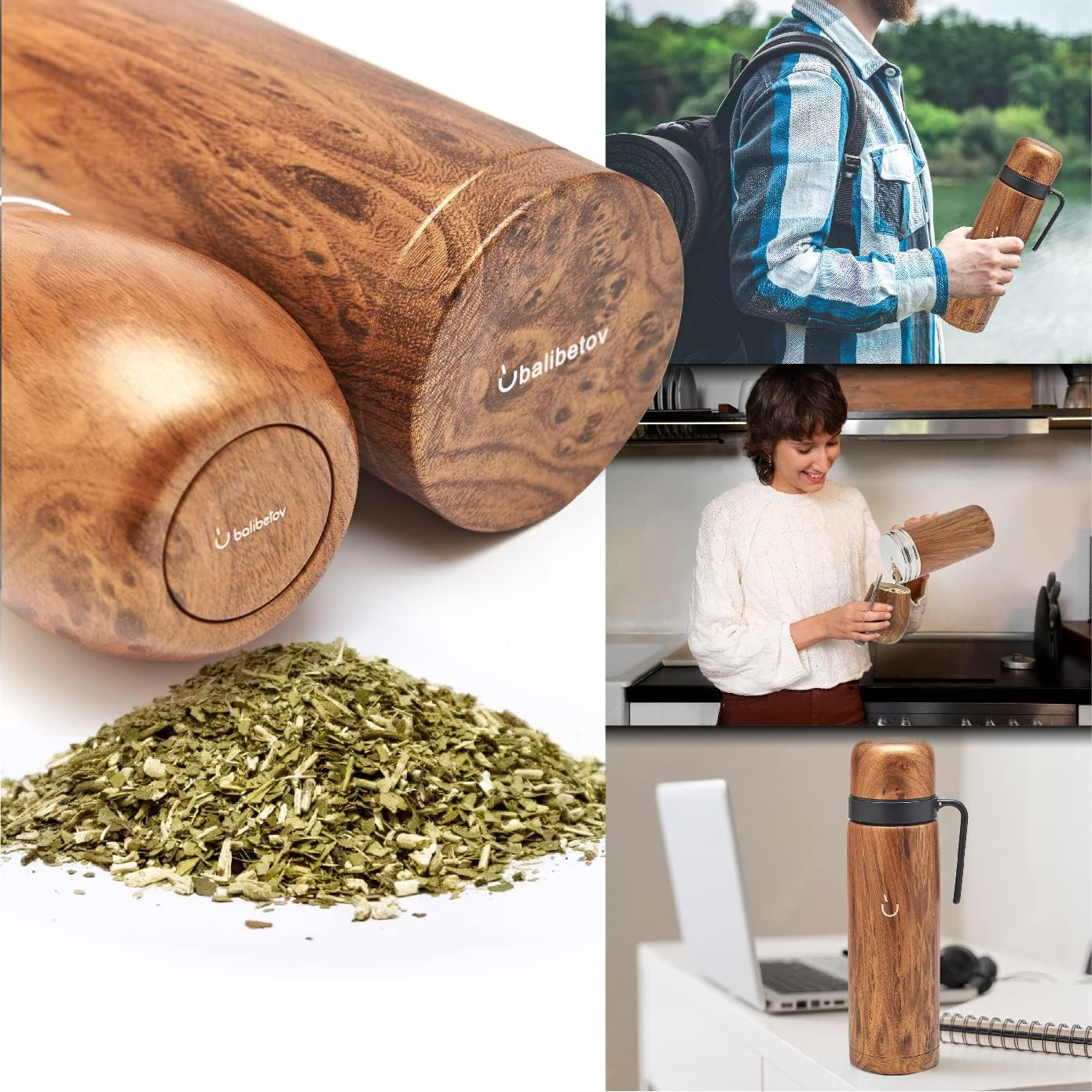 Complete Yerba Mate Set – Modern Mate Gourd, Thermal Flask, Yerba Container, Bom