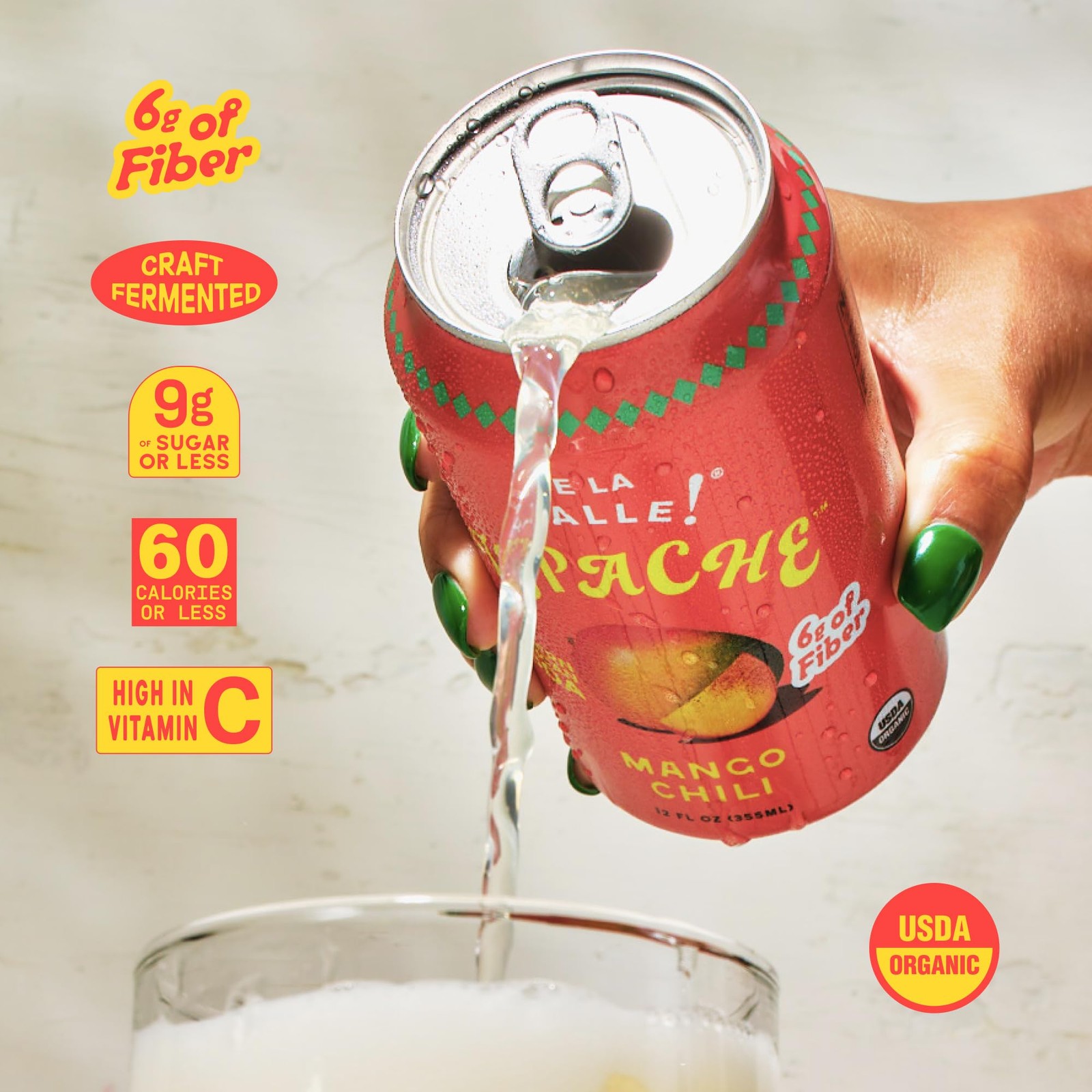 De La Calle Tepache – Mango Chili – Modern 12 Fl Oz (Pack of 12), Clear