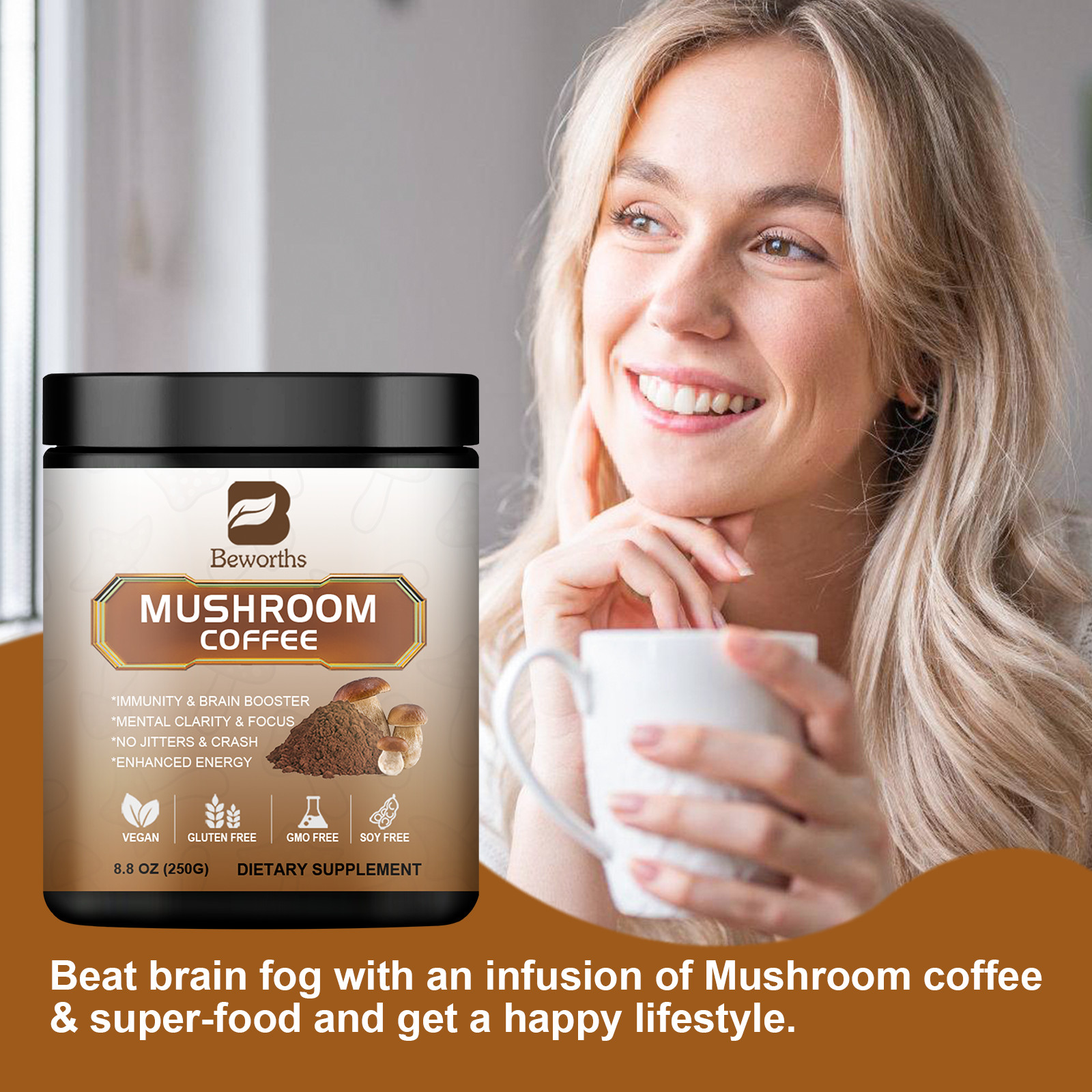 10 in 1 Organic Mushroom Coffee Extract 500g 80 Servings Brain Memory Health US