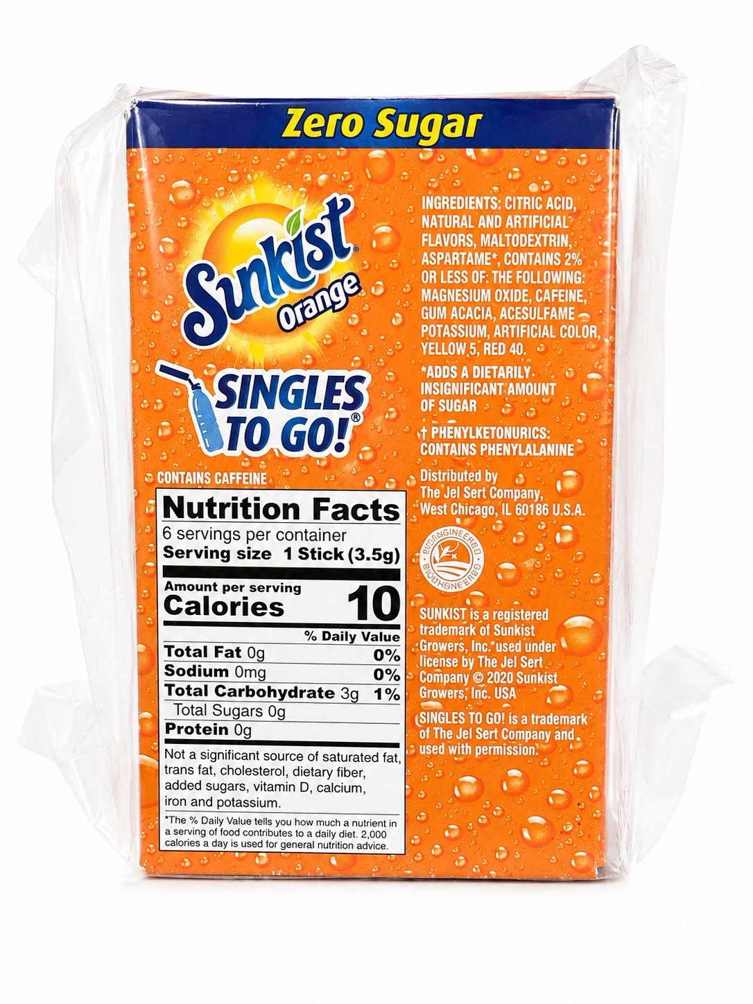 Lot Of 4 Sunkist Zero Sugar Orange Singles-to-Go Powdered Drink Mix 6 Servings