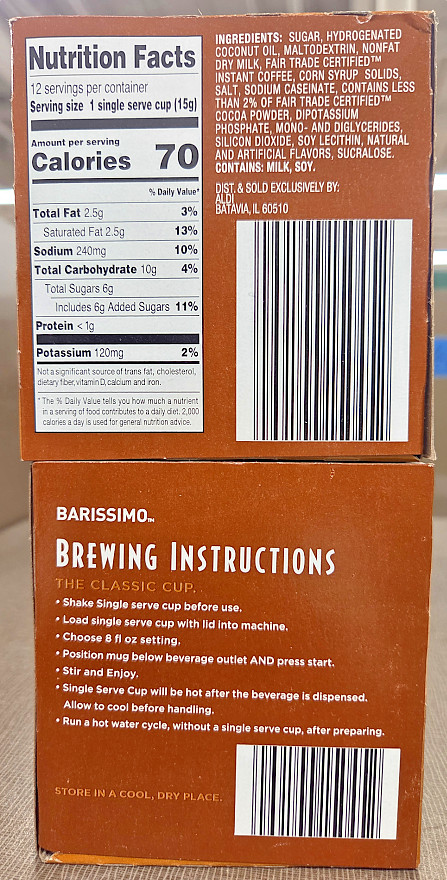Barissimo Cappuccino Drink Mix Caramel 6.35oz 180g (2 Boxes)