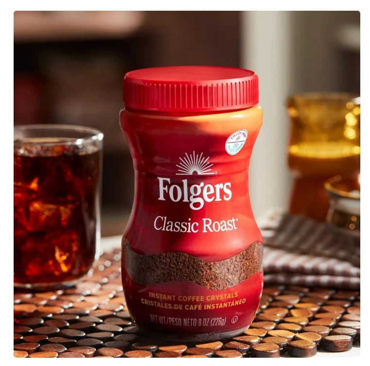(PACK OF 2 ) Folgers Classic Roast Instant Coffee, 8-Ounce Jar