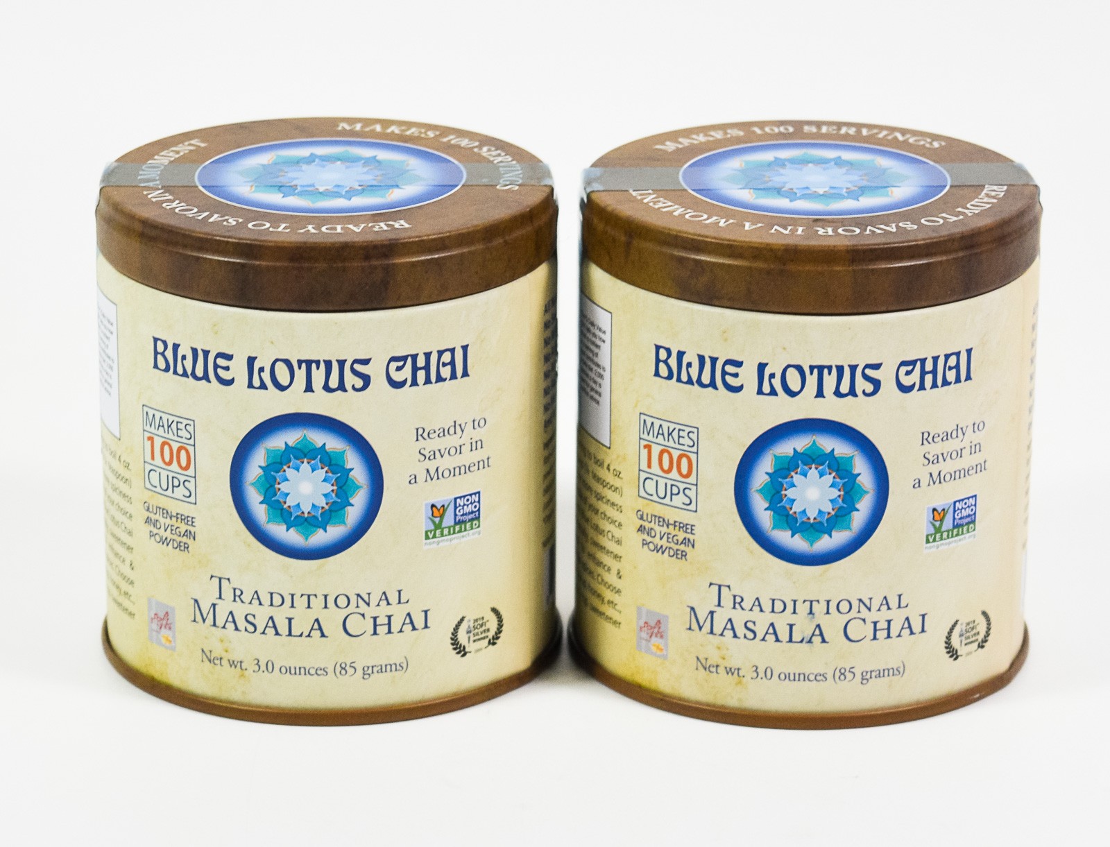 2 Blue Lotus Chai TRADITIONAL Masala Chai powder 3oz tin Makes 100 cups 02/2027