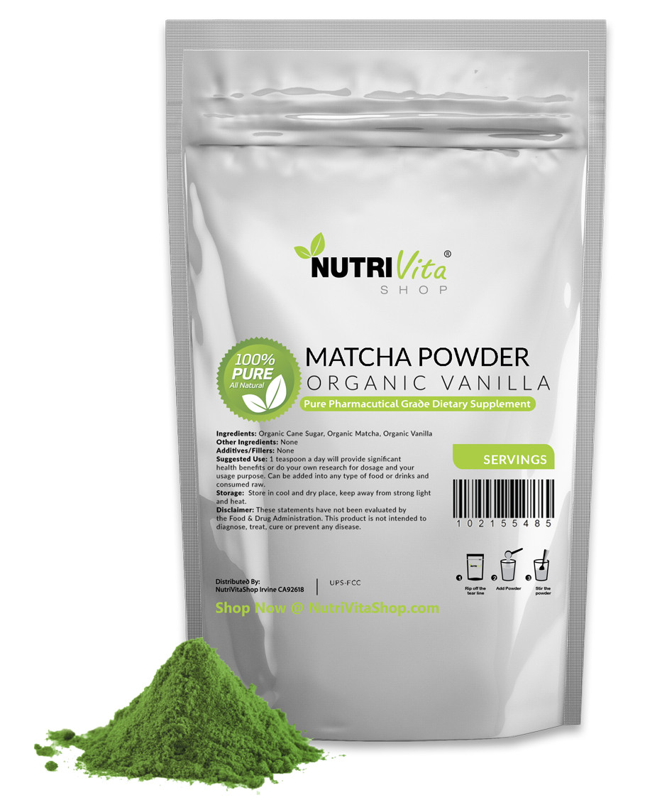 250g (8.8oz) Vanilla Matcha Green Tea Powder USDA Organic Japanese nonGMO