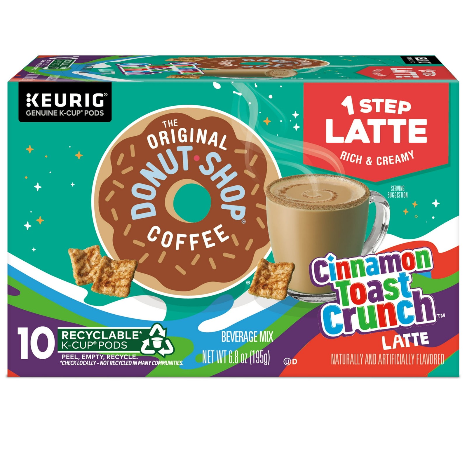 The Original Donut Shop, One Step Cinnamon Toast Crunch Latte K-Cup Coffee Pods,