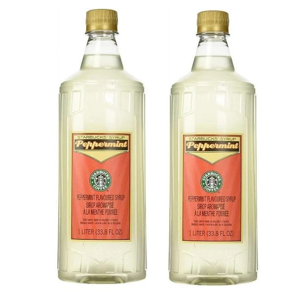 SBUX PEPPERMINT Syrup Authentic 1L Bottle (2 pack) BB APril 2026