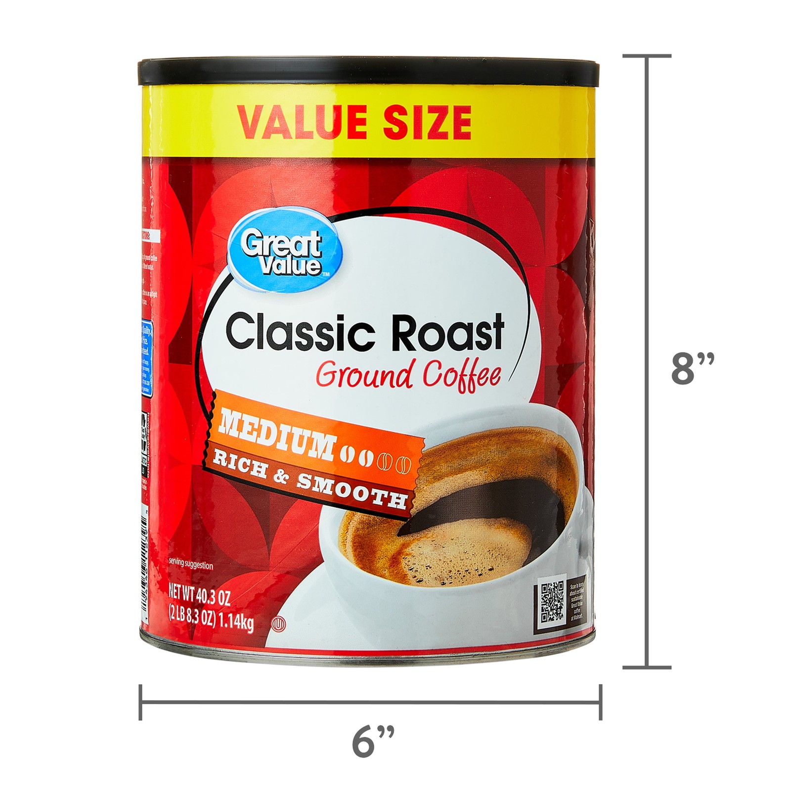 Classic Medium Roast Ground Naturally Caffeinated Coffee, 40.3 Oz C