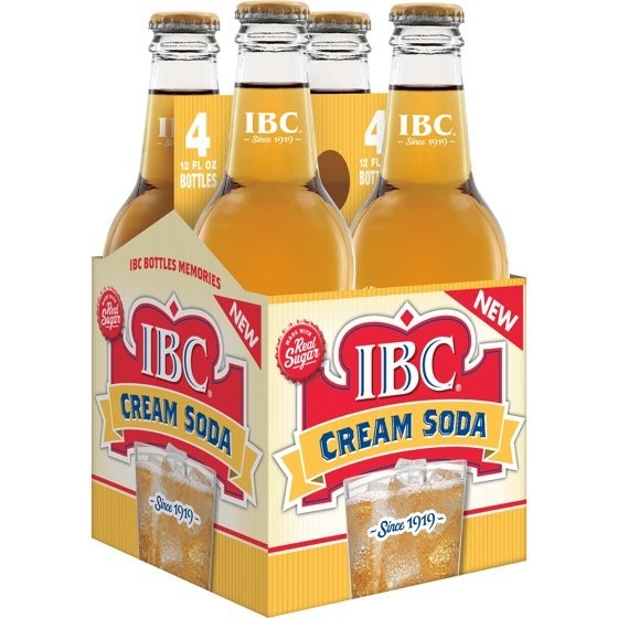 IBC Cream Soda Made with Sugar Glass Bottles, 12 Fl Oz, 4 Count
