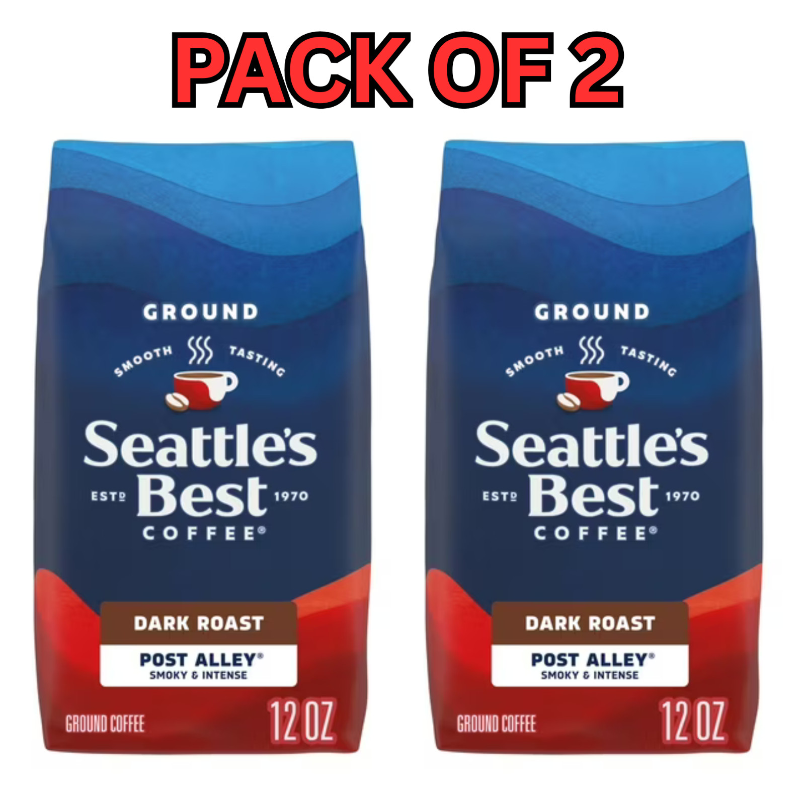 Seattle’s Best Coffee, Post Alley, Dark Roast, Ground Coffee,12 oz, 2pk