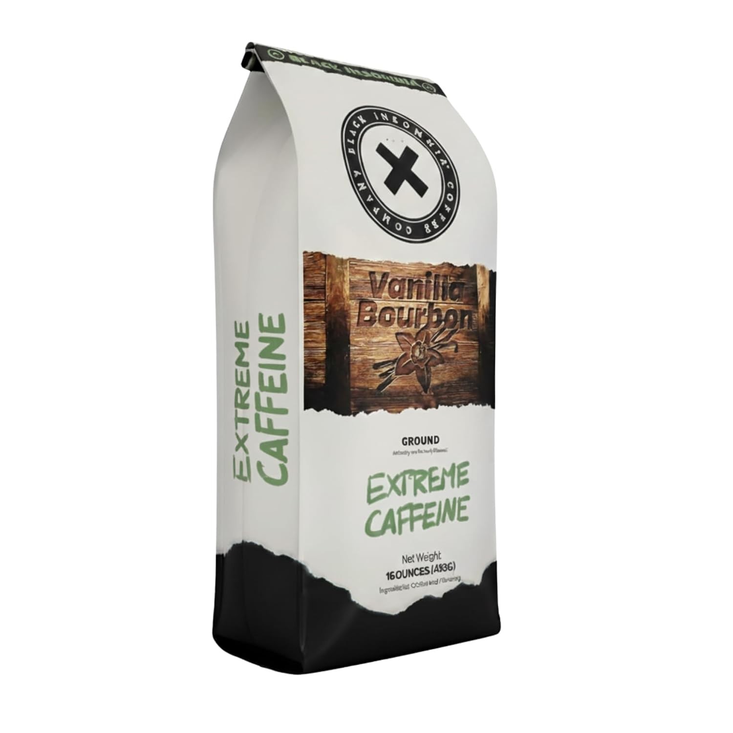 Black Insomnia Extreme Caffeine Coffee – Vanilla Bourbon Flavored Ground – 1lb