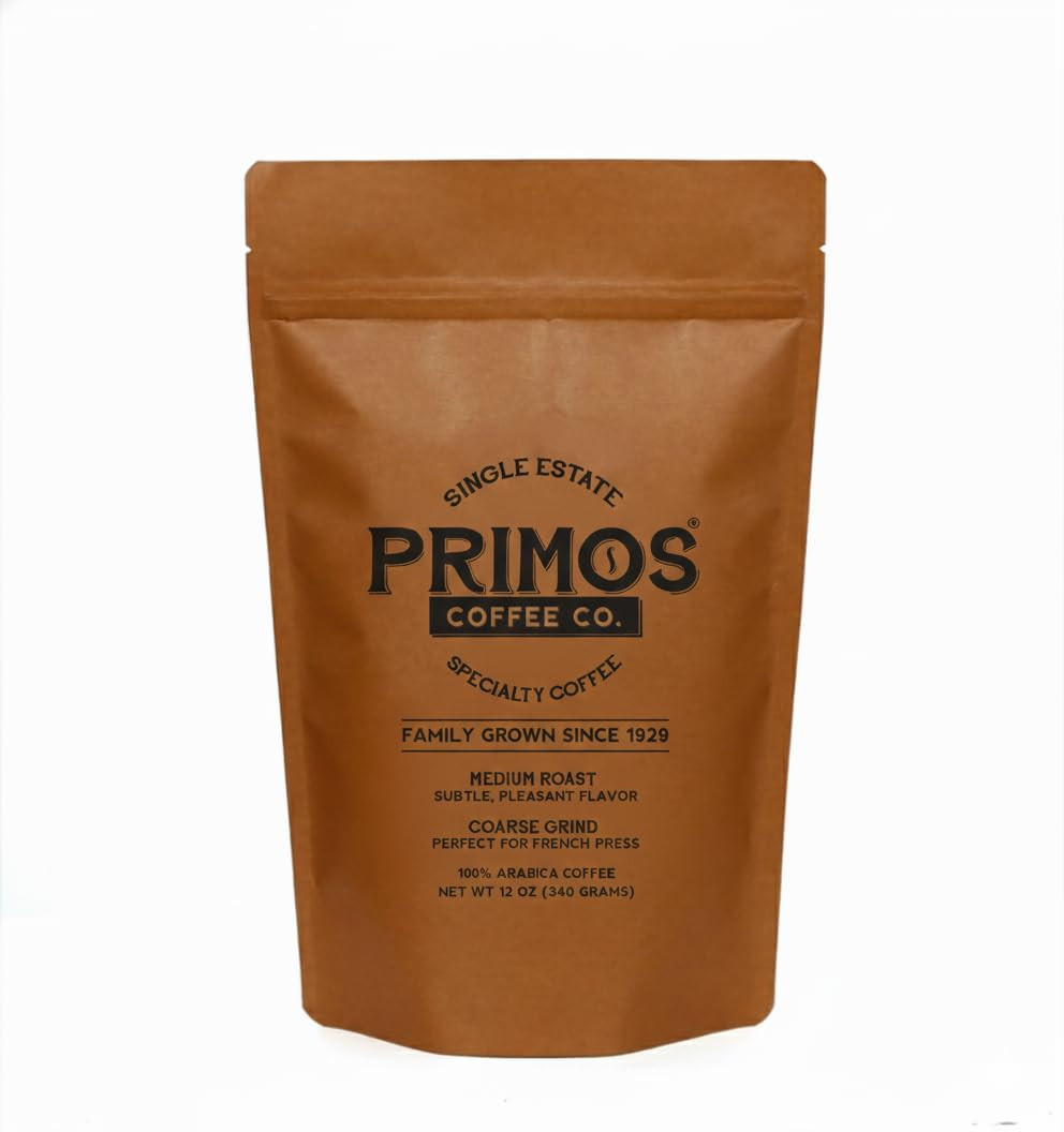 Primos French Press Coffee, Smooth Arabica, Medium Roast, Coarse Grind | Coarsel