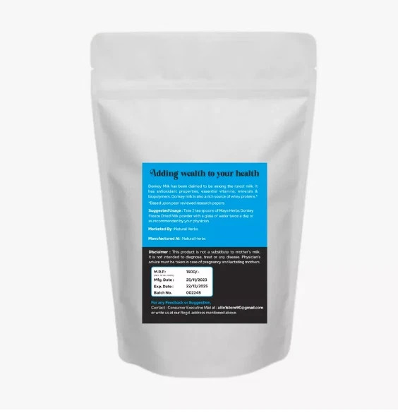 100% NATURAL HERBS DONKEY MILK POWDER FREEZE DRIED (3.05 OZ) 100 GM