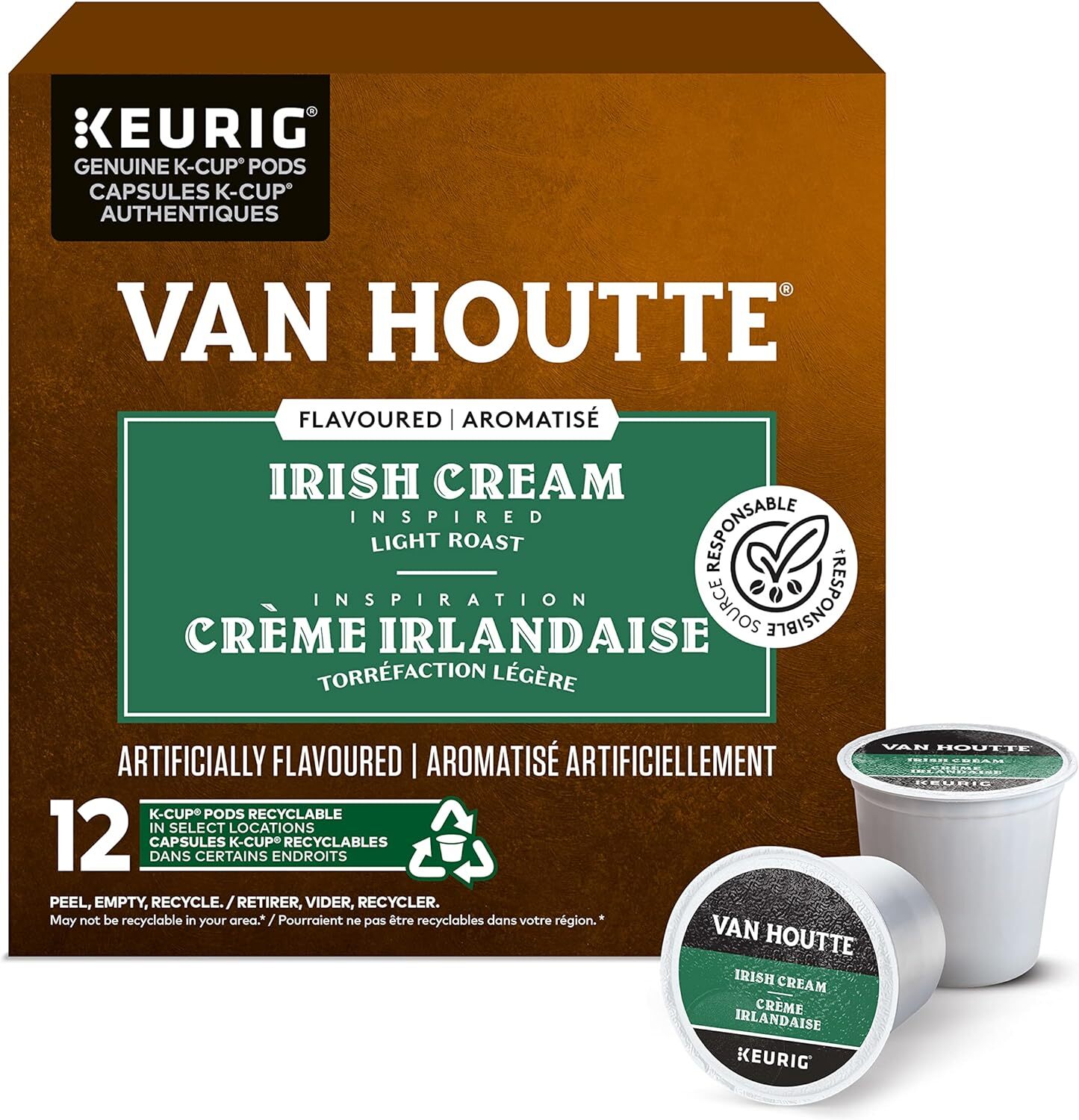 Van Houtte Irish Cream Coffee 24 to 144 K cups Pick Any Size FREE SHIPPING