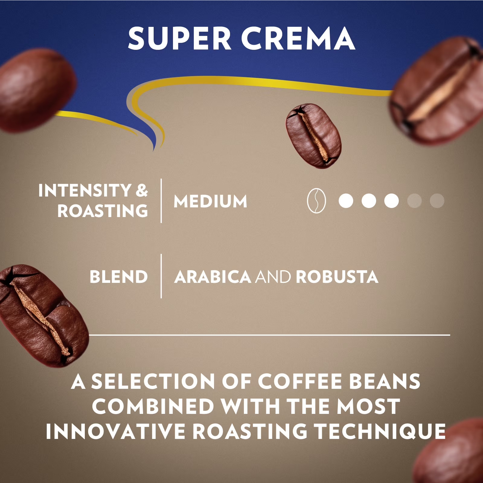 Lavazza Super Crema Whole Bean Coffee, Medium Roast, 2.2 lb Bag (Pack of 2)- NEW