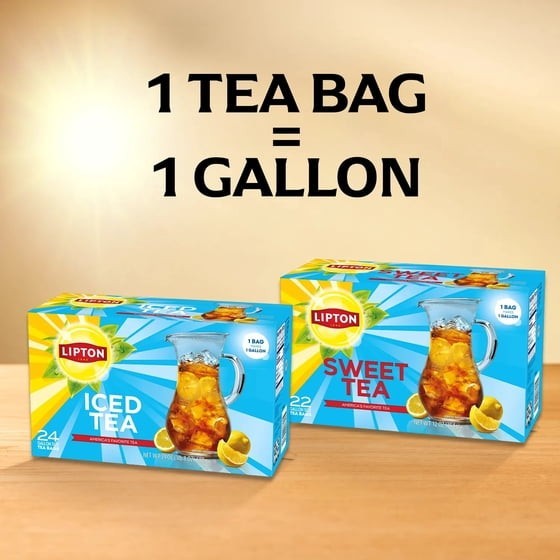 Lipton Iced Southern Sweet Black Tea Bags, Gallon Size, 22 Count-4 pack-