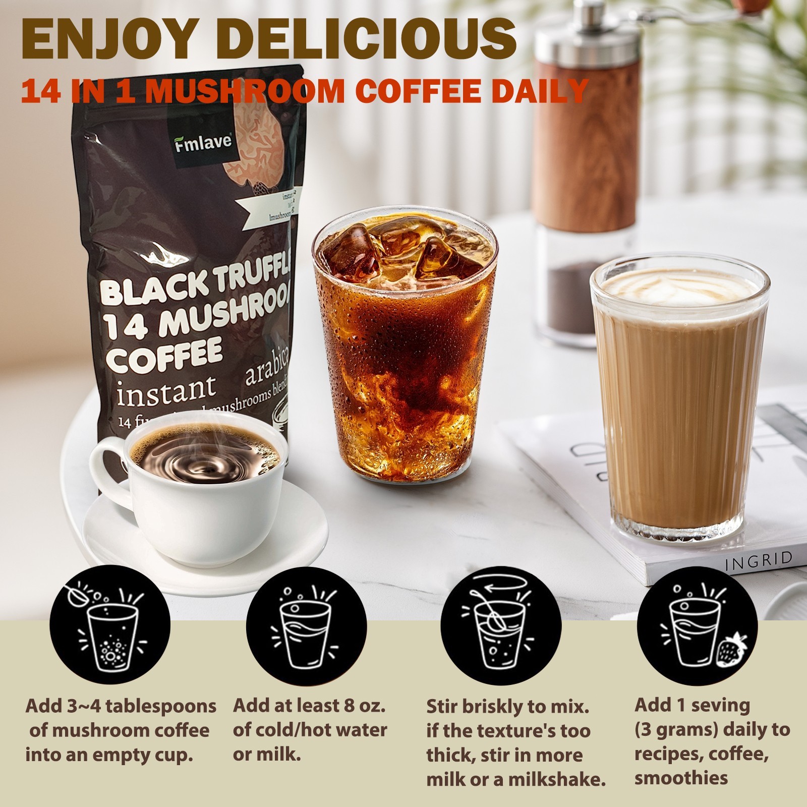 2 Pack Organic Mushroom Coffee 100% Authentic USA FREE SHIPPING 396g per pack US