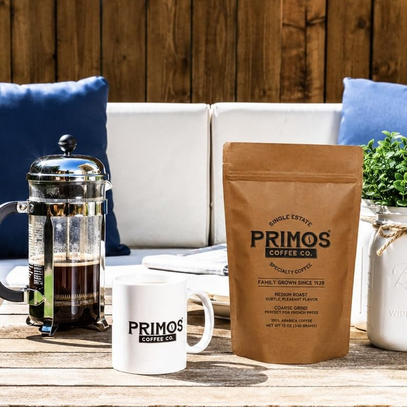 Primos French Press Coffee, Smooth Arabica, Medium Roast, Coarse Grind | Coarsel