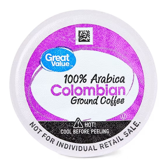 Great Value 100% Arabica Colombian Medium Dark Roast Coffee Pods 100 Ct K-Cups