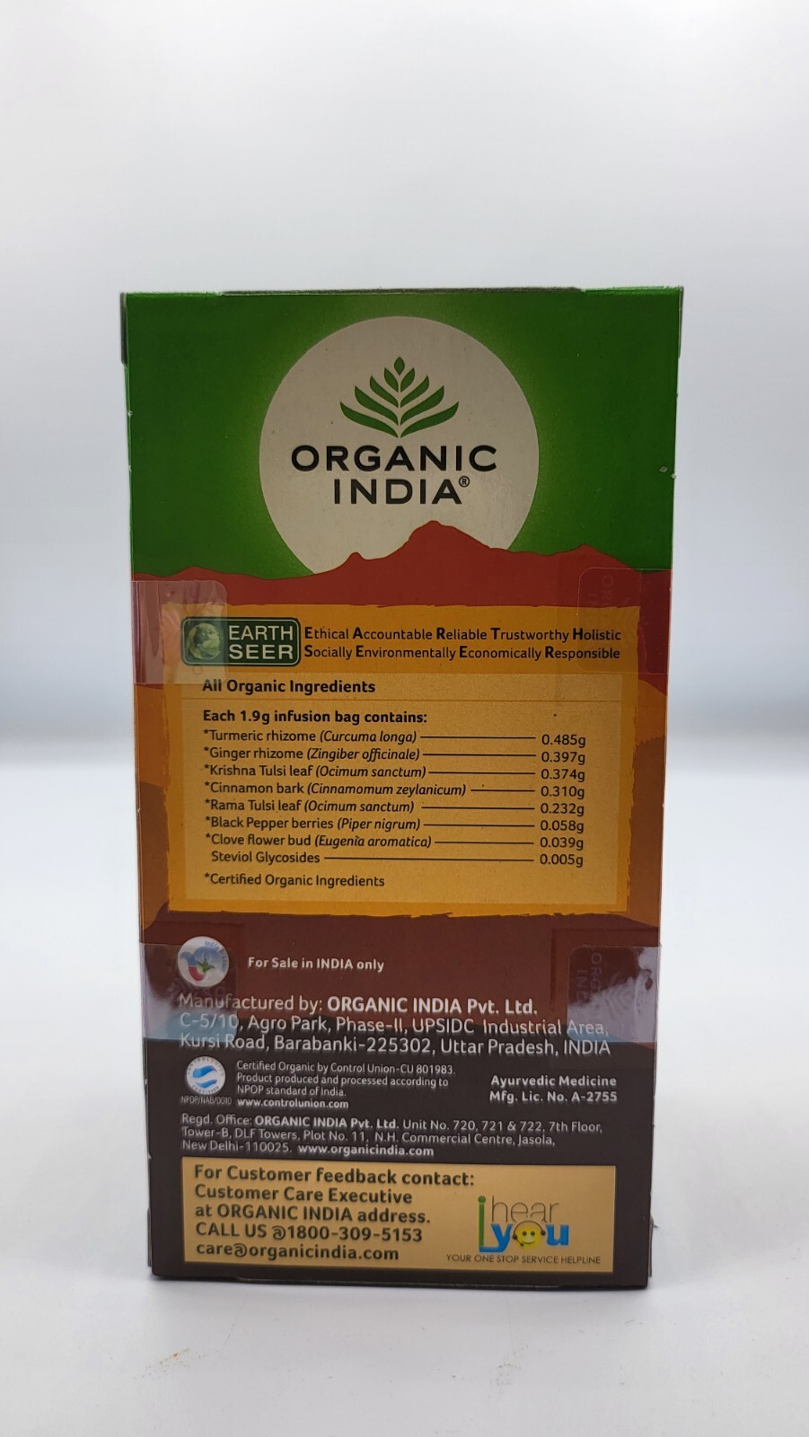 Turmeric Ginger USA Organic India TEA OFFICIAL 4 BOX 100 BAGS USA