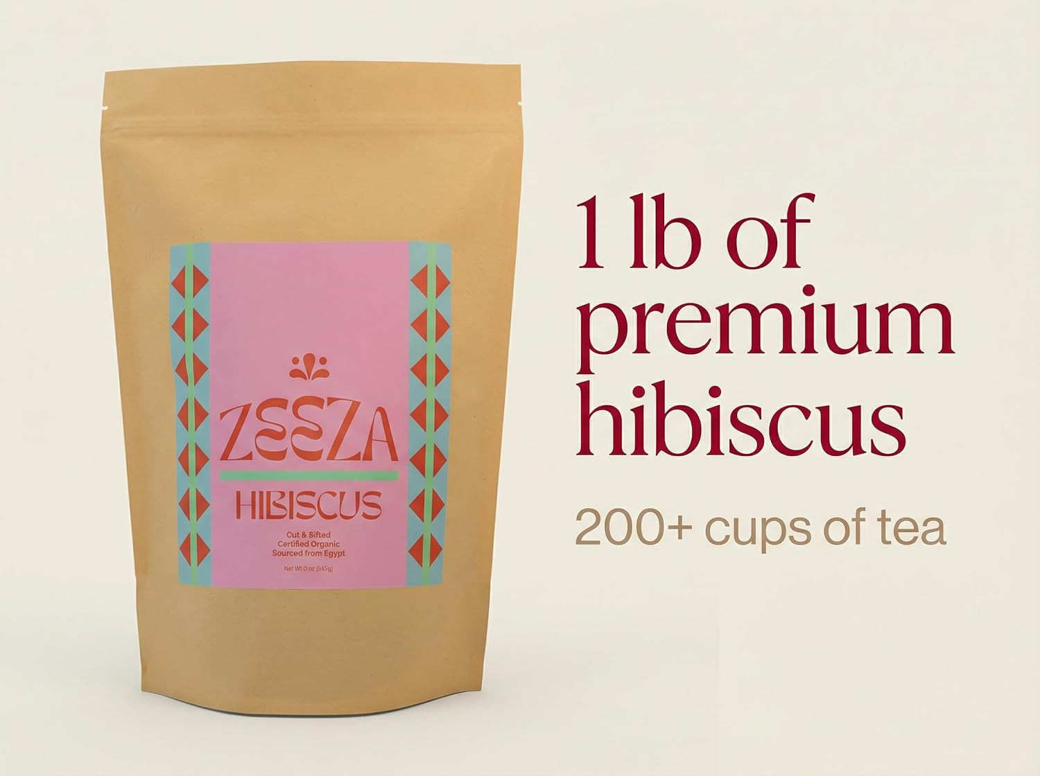 Hibiscus Tea, 1LB, Organic Hibiscus Flowers from Egypt – Cut & Sifted – Loose Le